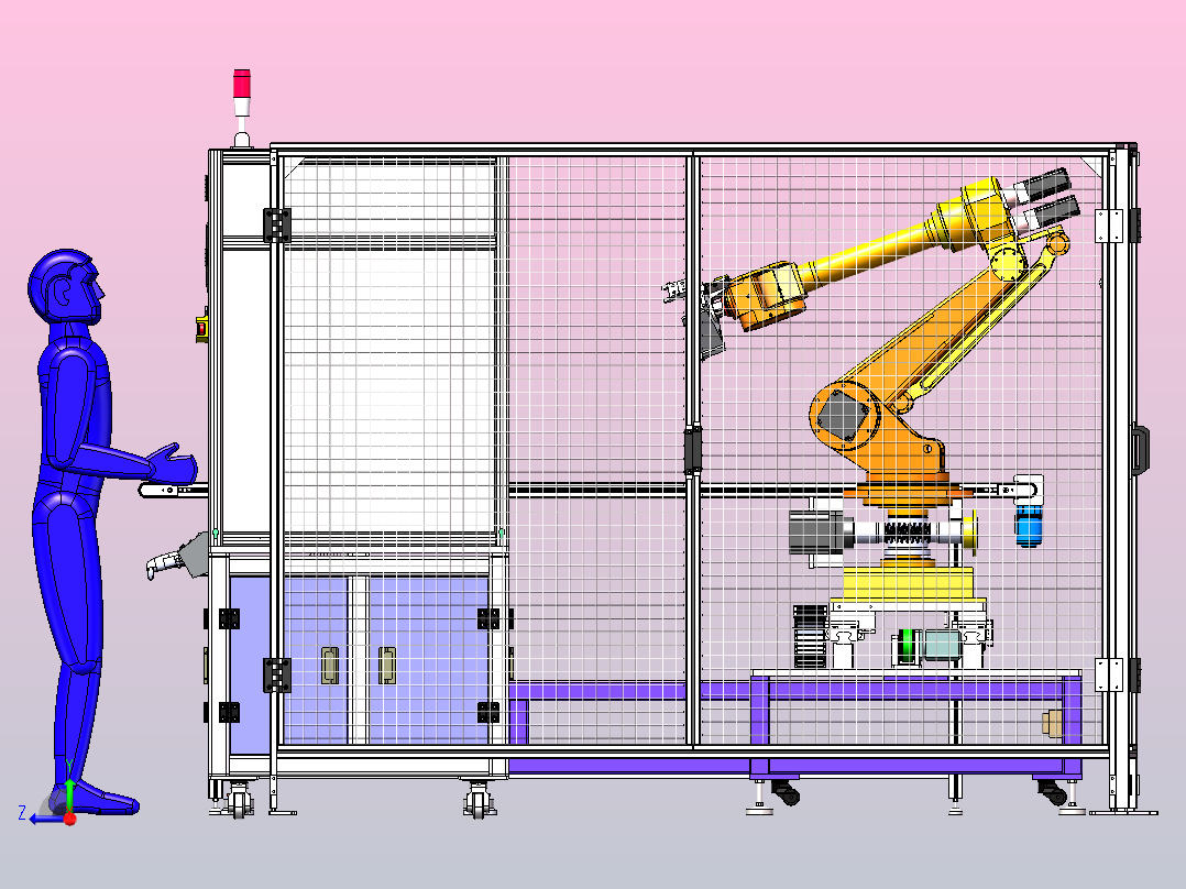 汽车接口测试设备，地轨机器人右视图