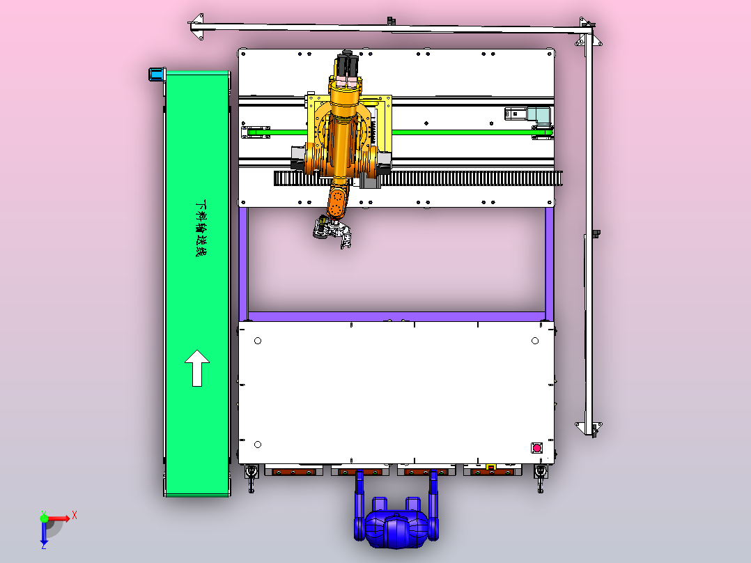 汽车接口测试设备，地轨机器人俯视图