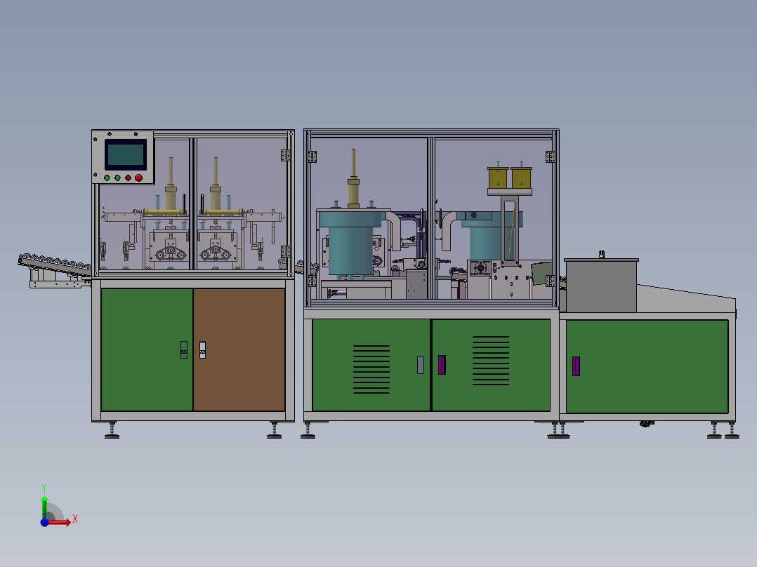 电机转子生产线3D图纸 G81 非标自动化设备3D图纸3D模型前视图