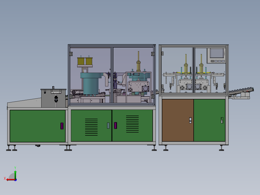 电机转子生产线3D图纸 G81 非标自动化设备3D图纸3D模型后视图