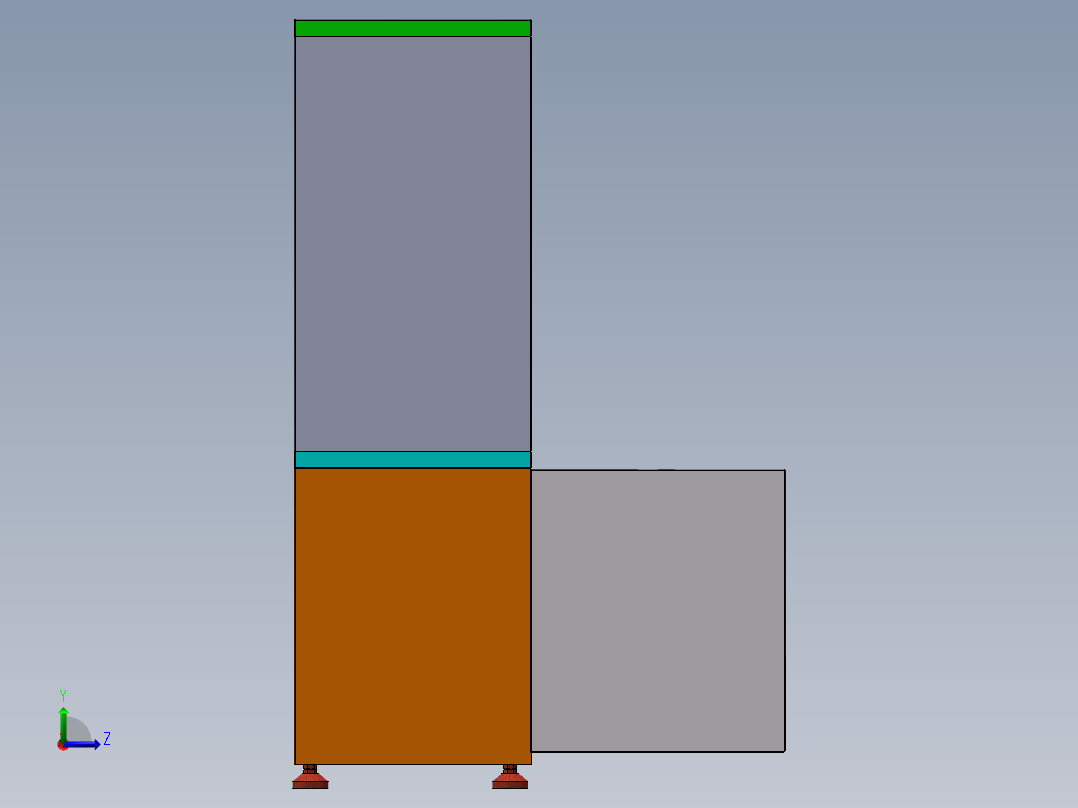 一个不锈钢制作的柜子左视图