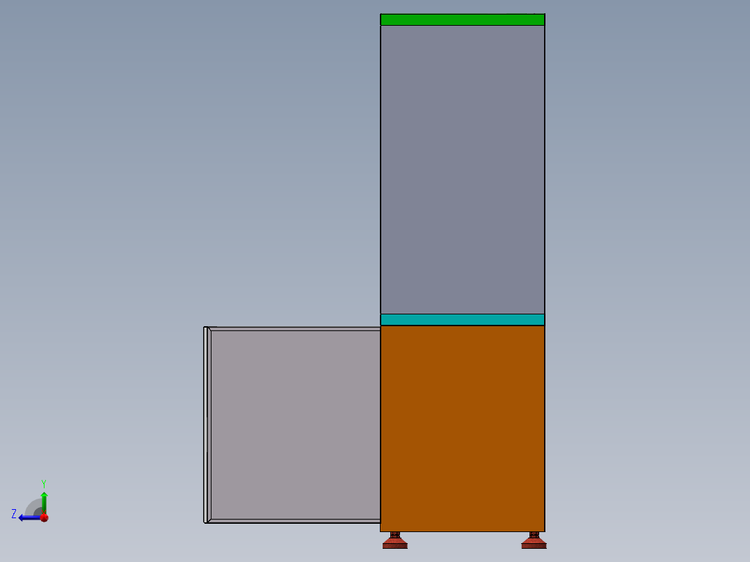 一个不锈钢制作的柜子右视图