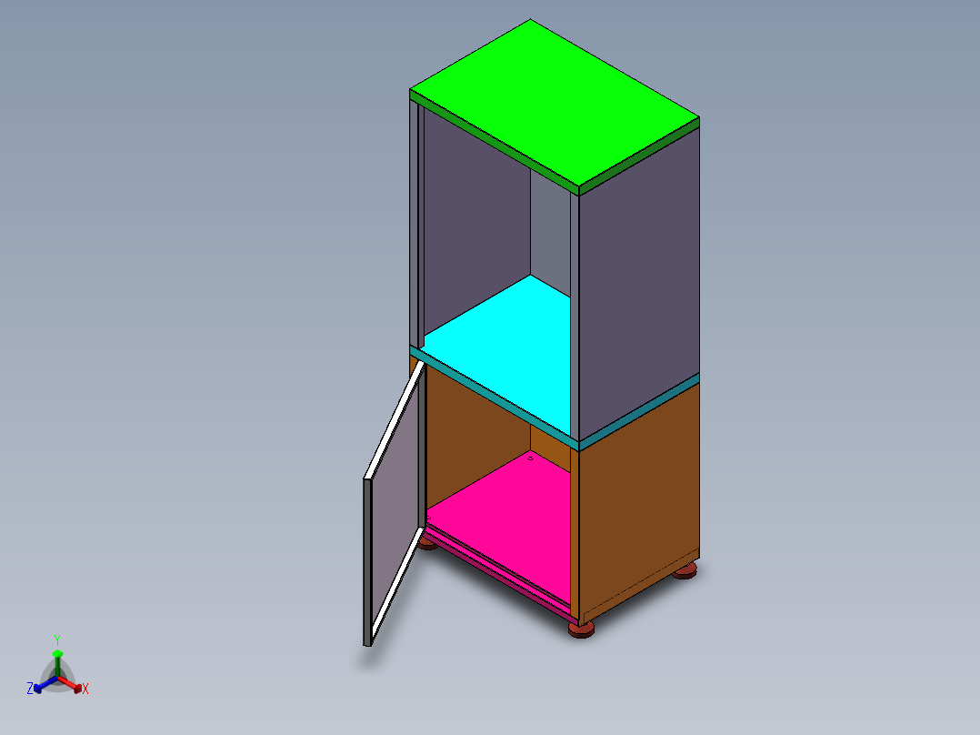 一个不锈钢制作的柜子正等轴测图