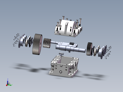 二级斜齿减速机3d图纸SW图纸+爆炸视频 二级圆柱斜齿减速器3d模型