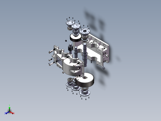 二级斜齿减速机3d图纸SW图纸+爆炸视频 二级圆柱斜齿减速器3d模型正等轴测缩略图