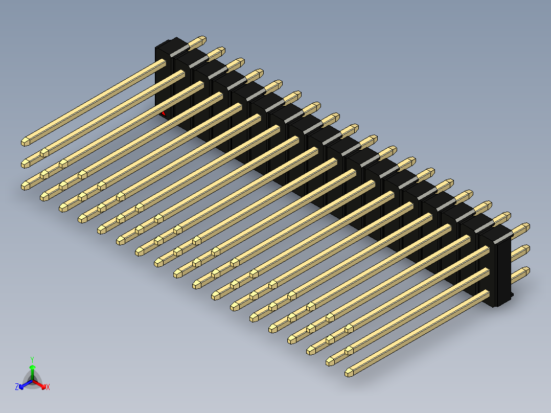 彩色公头100mil（2.54mm）系列-DS1021_black_3x18p_100mil_Type19_rev1.0主视图