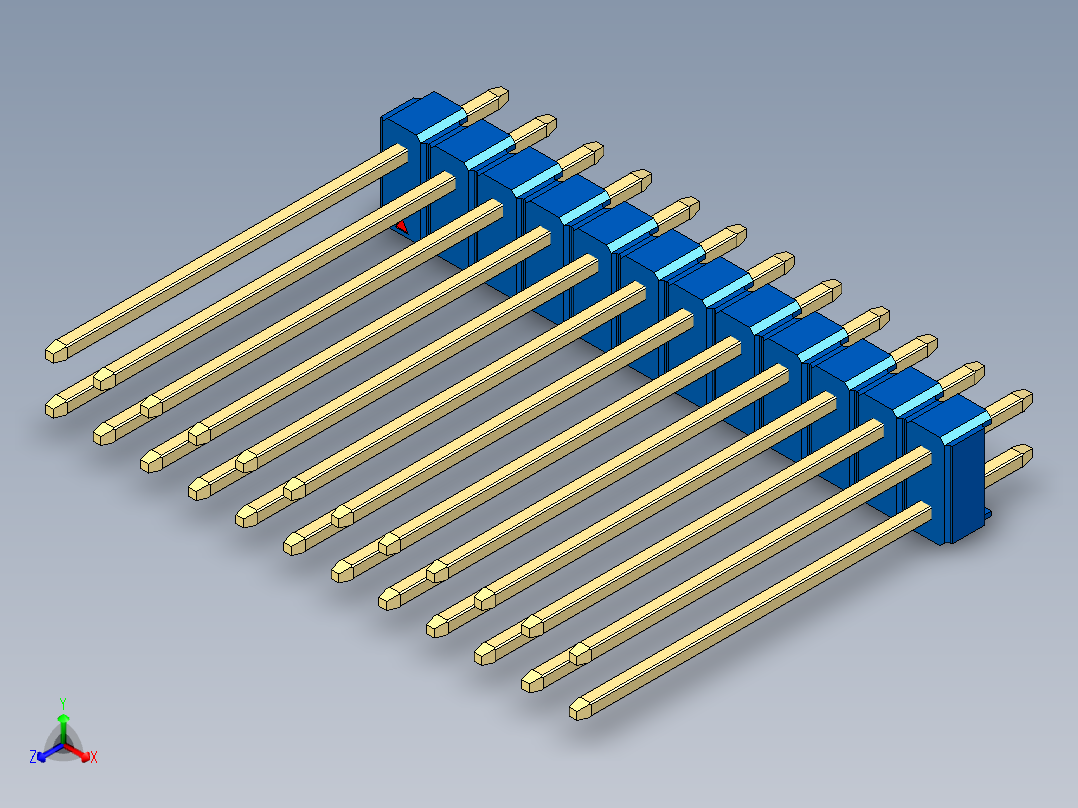彩色公头100mil（2.54mm）系列-DS1021_blue_2x12p_100mil_Type19_rev1.0主视图