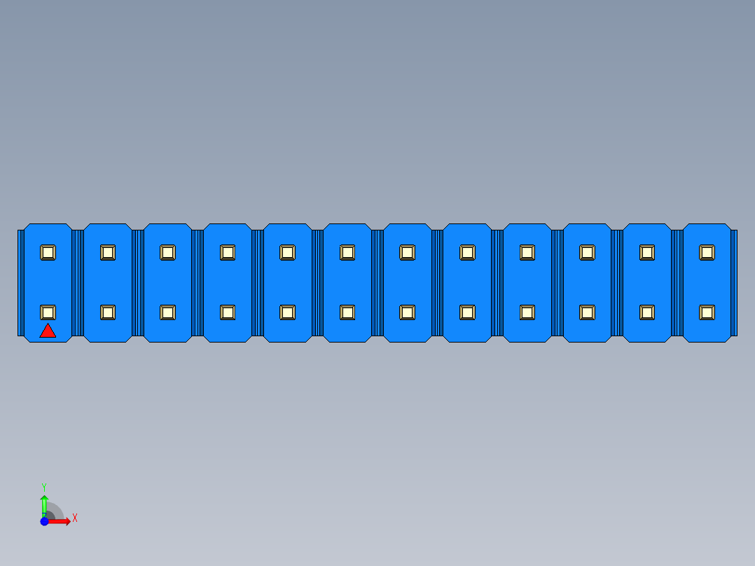 彩色公头100mil（2.54mm）系列-DS1021_blue_2x12p_100mil_Type19_rev1.0前视图