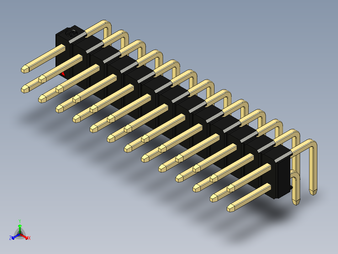 彩色公排针 100mil 2.54mm 系列-DS1022_black_2x13p_100mil_TypeD_rev1.0主视图