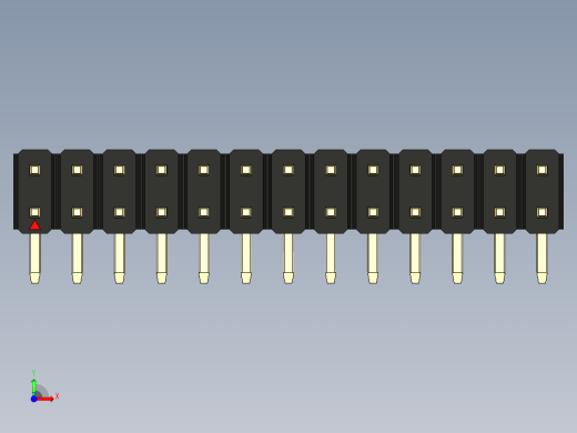 彩色公排针 100mil 2.54mm 系列-DS1022_black_2x13p_100mil_TypeD_rev1.0前视缩略图