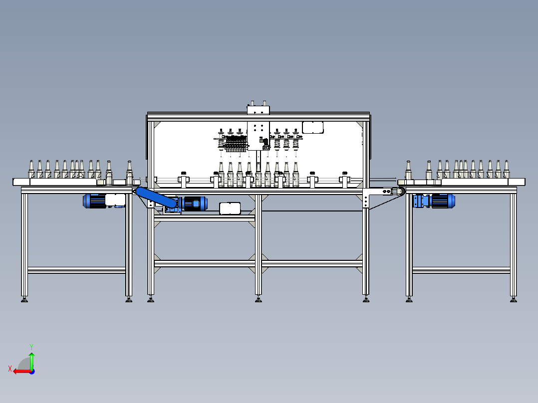 玻璃瓶罐装线三维模型后视图