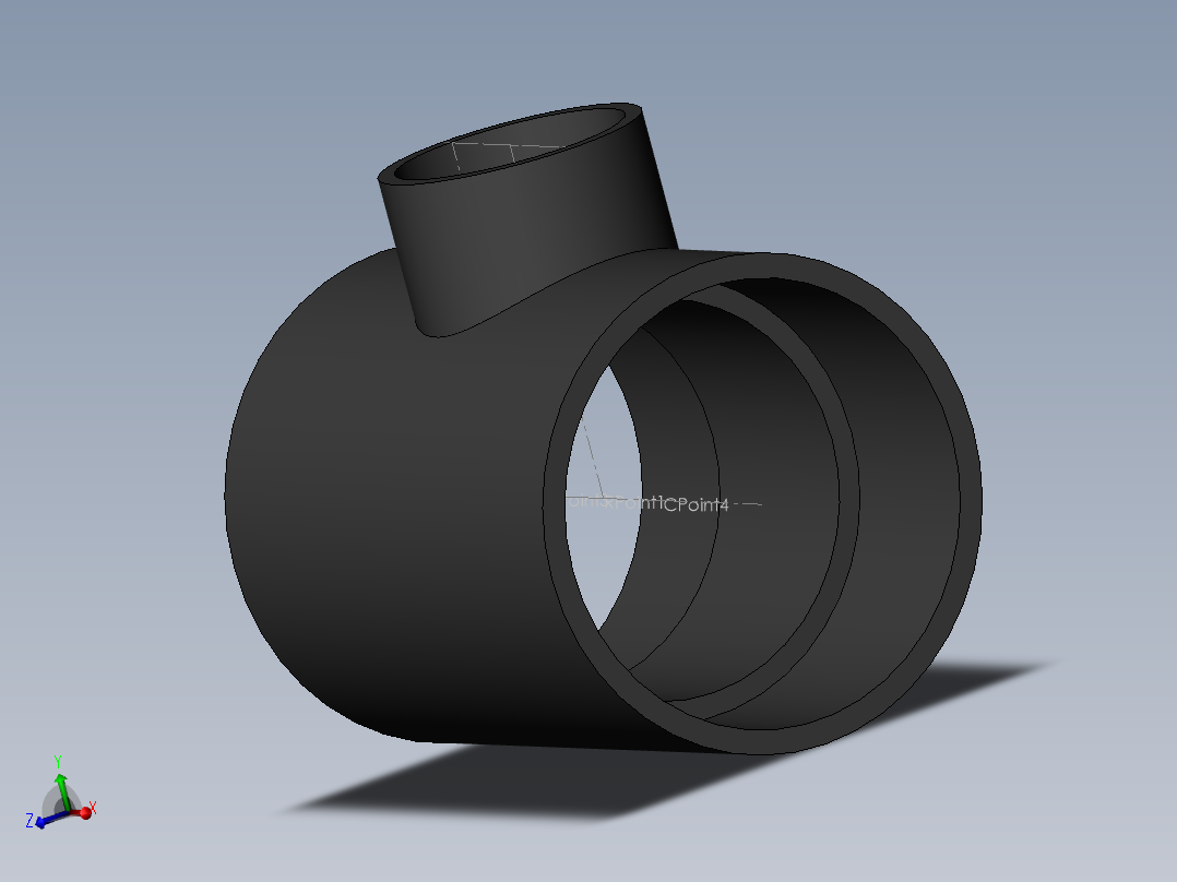 PVC管件-2x4x4_R-Tee主视图