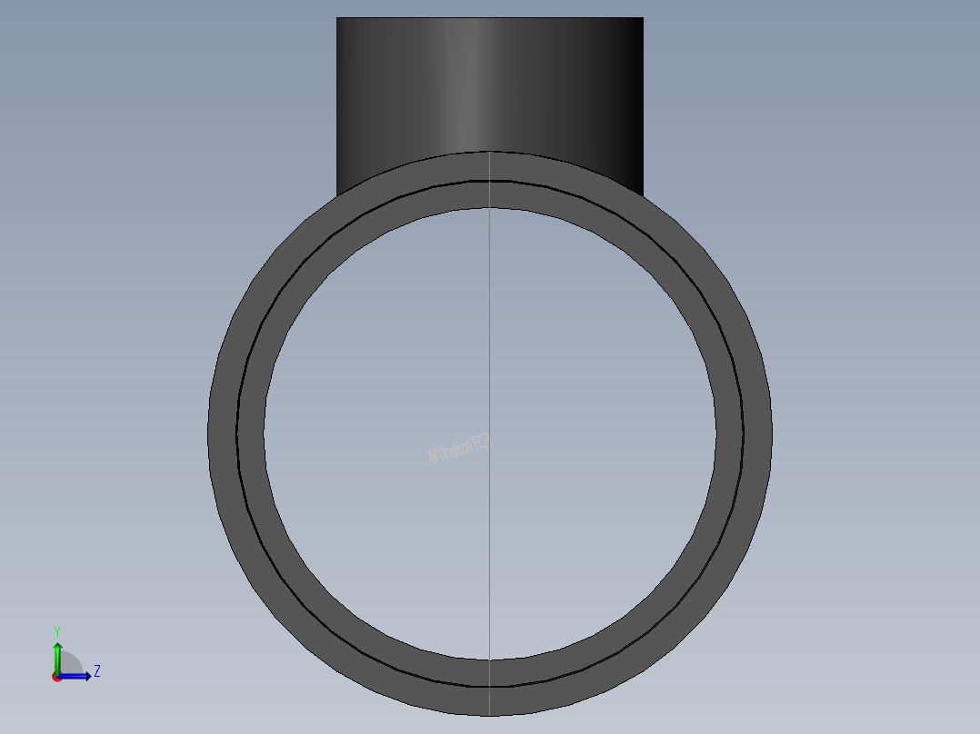 PVC管件-2x4x4_R-Tee前视图