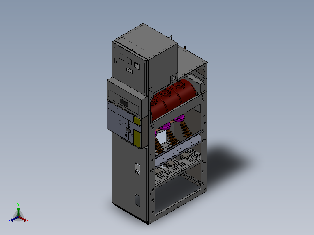 施耐德SM6开关柜，六氟化硫正等轴测图