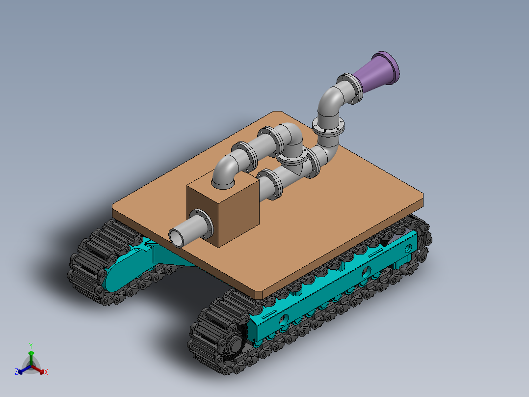 履带灭火车正等轴测图
