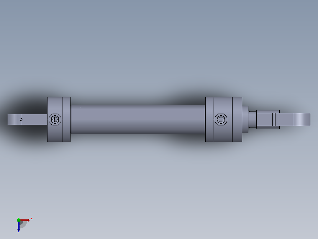 磨机型液压缸（前后支脚固定）63x45x330 mm俯视图