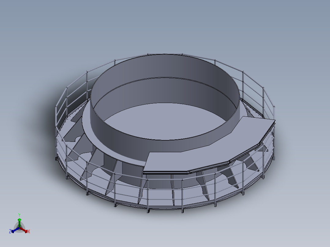 圆形扶手及平台正等轴测图