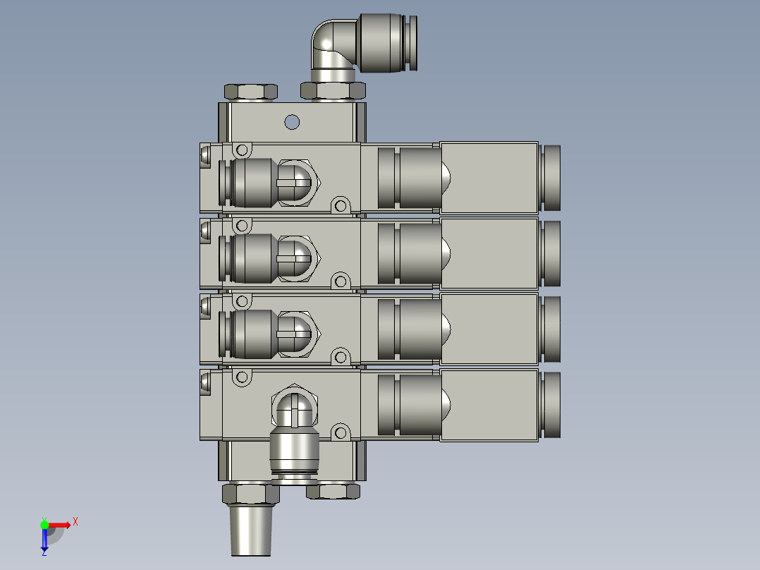 主轴摆轴吹气拉紧松开密封阀组俯视图