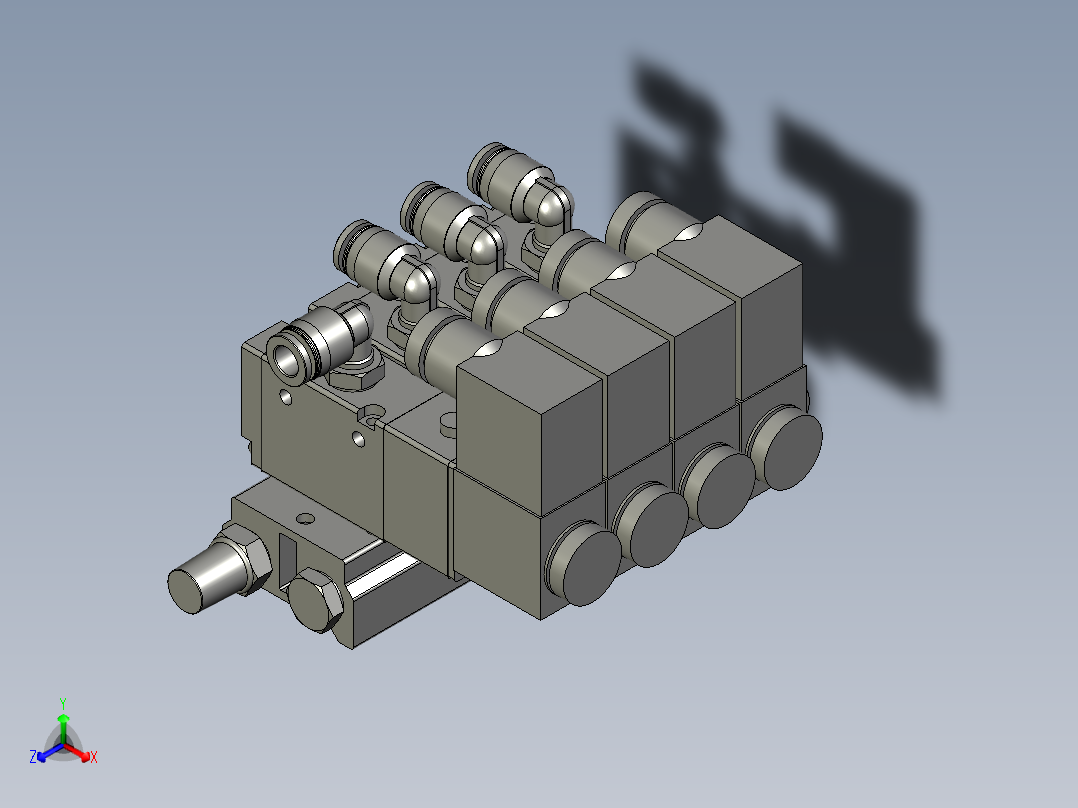 主轴摆轴吹气拉紧松开密封阀组正等轴测图