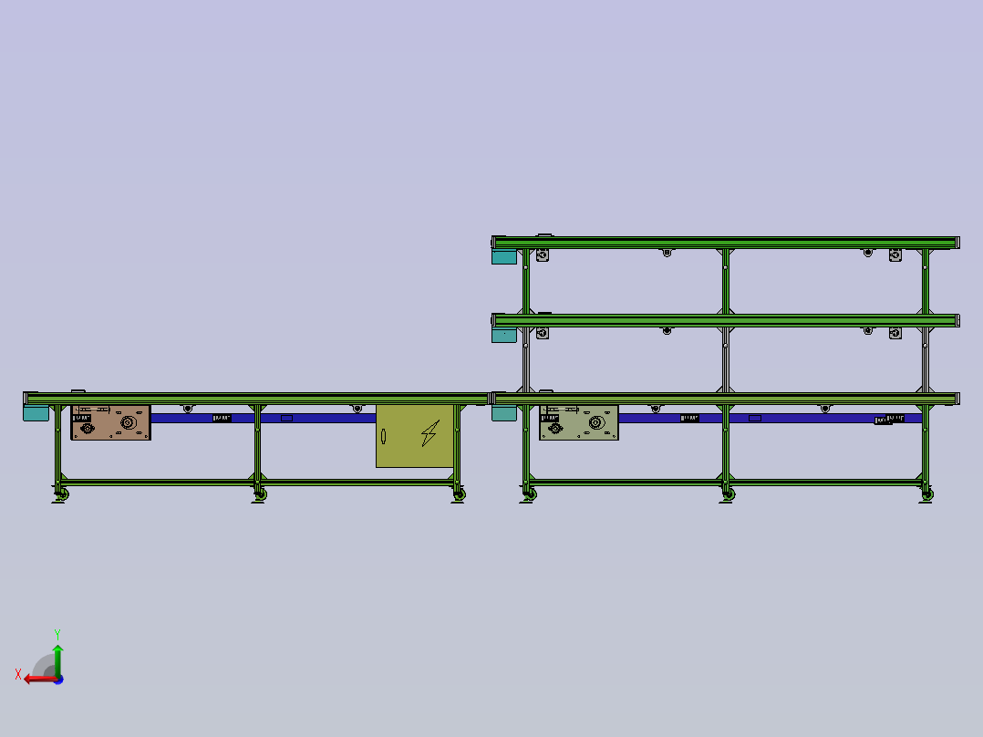 多层皮带线后视图