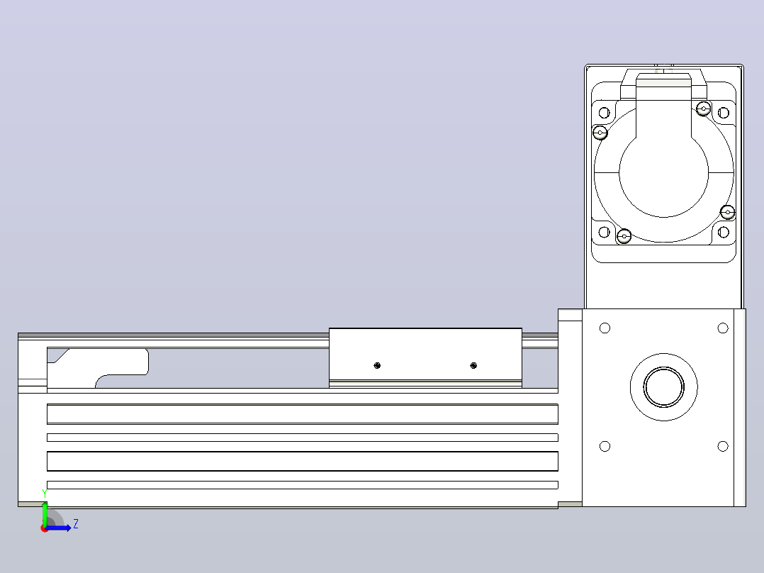 皮带直线轴半封闭可选导轨TPA-HNB-85S-90-L50-RU-C-P20-N3左视图