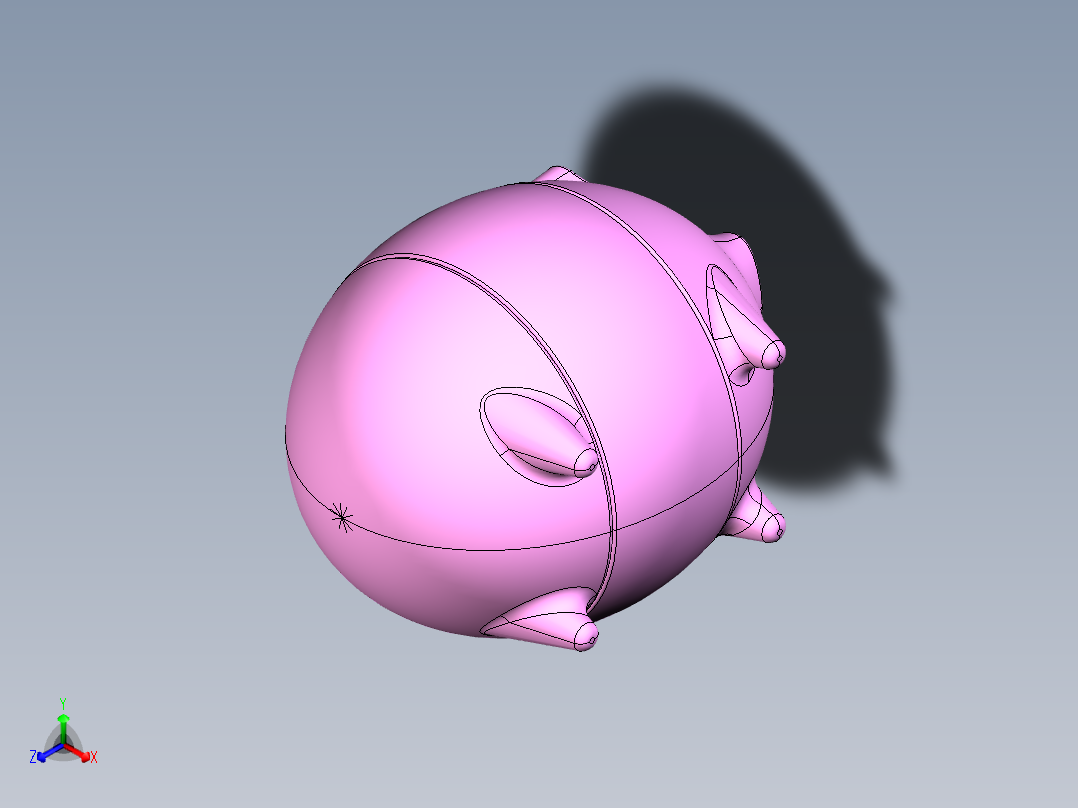 小猪储钱罐正等轴测图