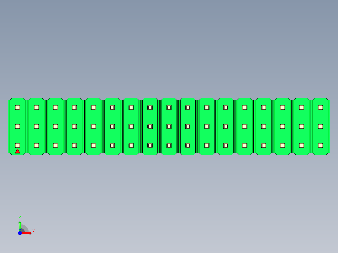 彩色公头100mil（2.54mm）系列-DS1021_green_3x17p_100mil_Type1_rev1.0前视图