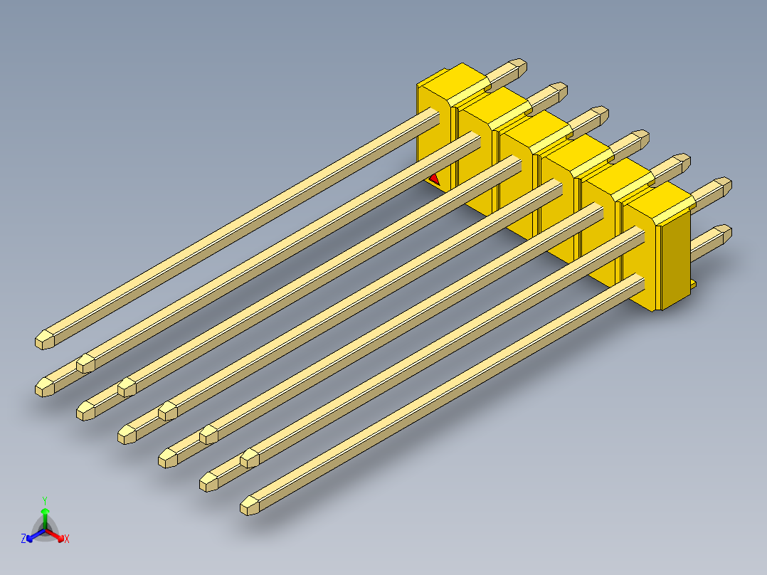 彩色公头100mil（2.54mm）系列-DS1021_yellow_2x06p_100mil_Type43_rev1.0主视图
