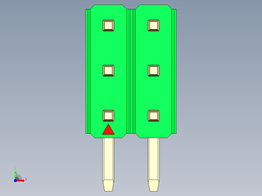彩色公排针 100mil 2.54mm 系列-DS1022_green_3x02p_100mil_TypeD_rev1.0前视缩略图
