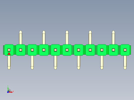 彩色公排针 100mil 2.54mm 系列-DS1022_green_11p_100mil_Type_SMT_R2_rev1.0前视缩略图