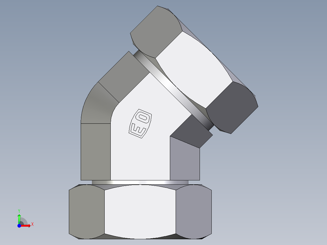 卡套式工业通用硬管接头EO_Swivel_nut_45_deg_elbow_EV42LCF前视图