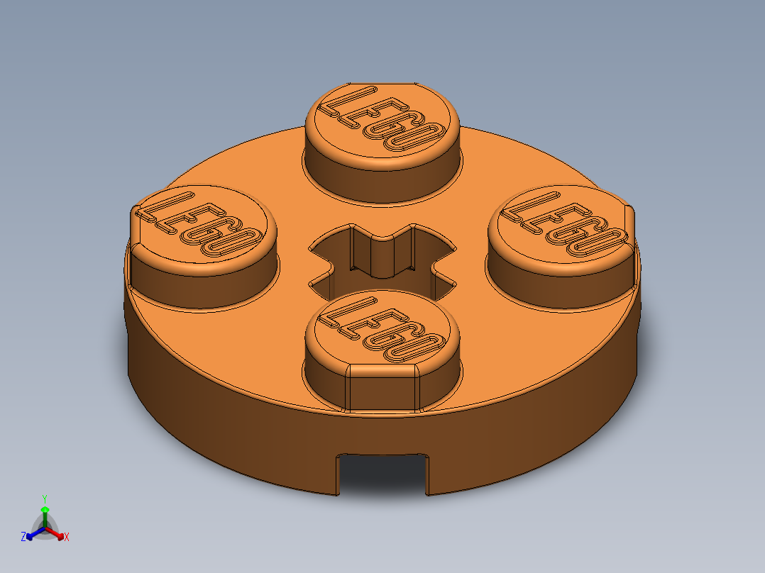 乐高零件 4032 板 2 x 2 圆形-4032 Bright Orange Plate 2 x 2 Round.SLDPRT