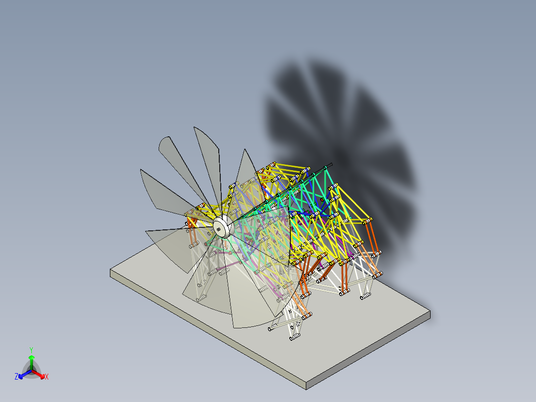 风力仿生兽简易结构3D图纸正等轴测图