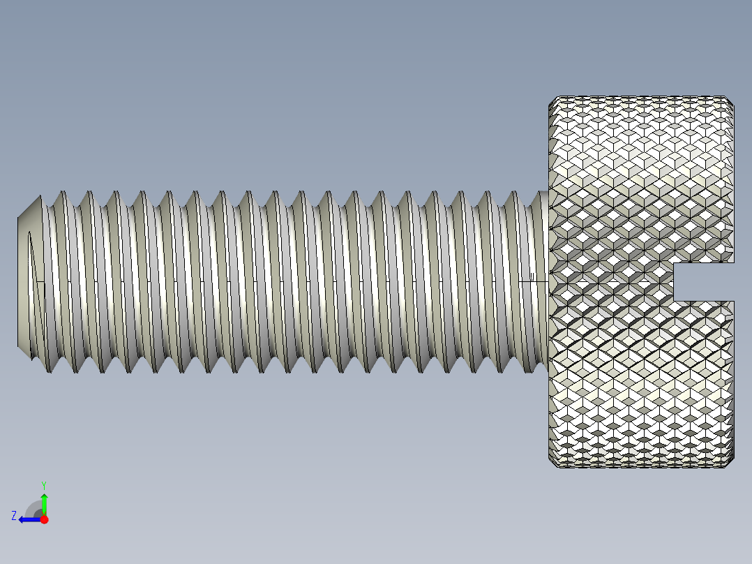 开槽滚花螺钉-M12 x 35mm右视图