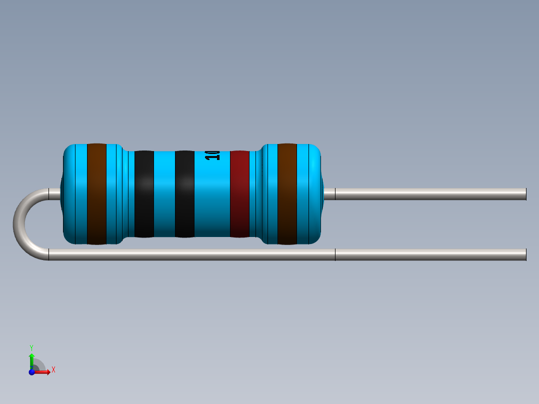 电容器 二极管 电阻器-Resistor Vertical 10K Ohm 1W前视图