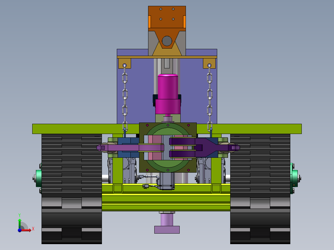 履带式振动采摘机三维+二维1496024前视图