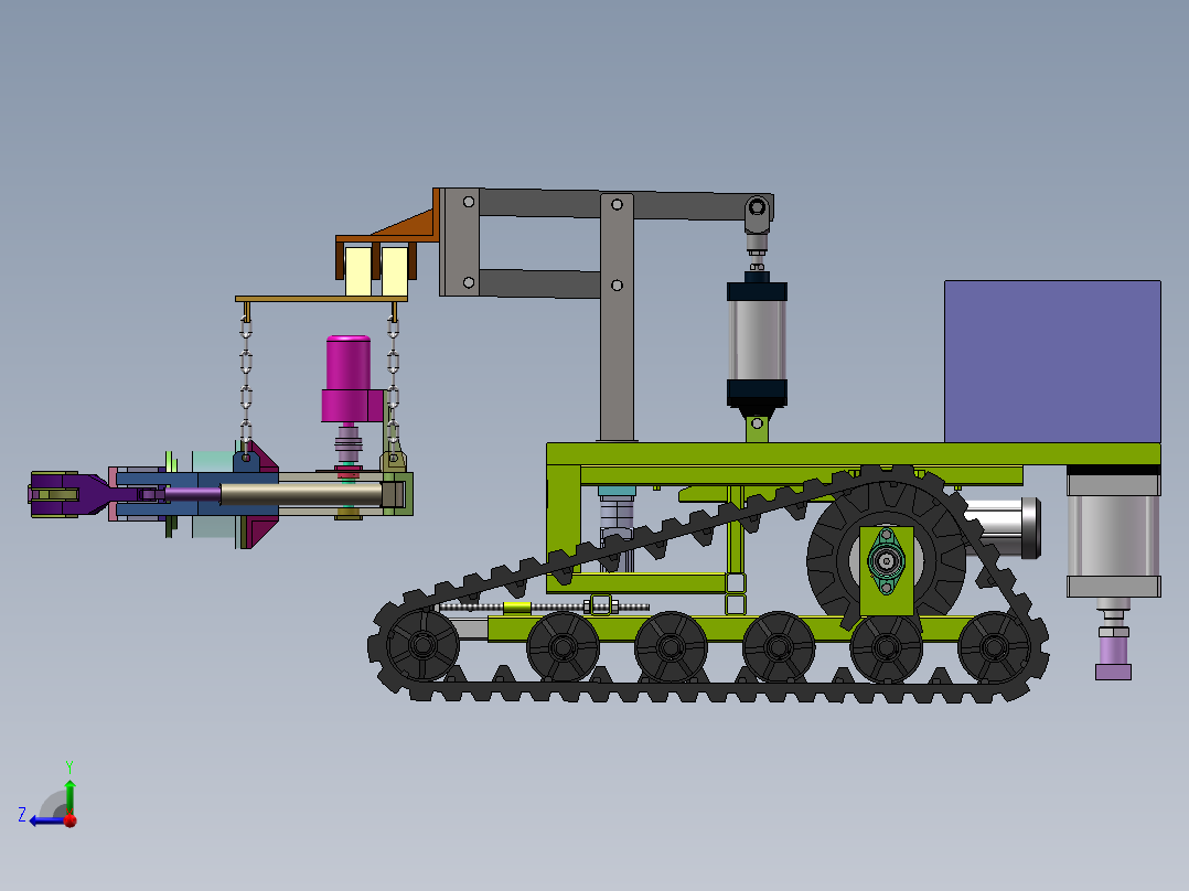 履带式振动采摘机三维+二维1496024右视图