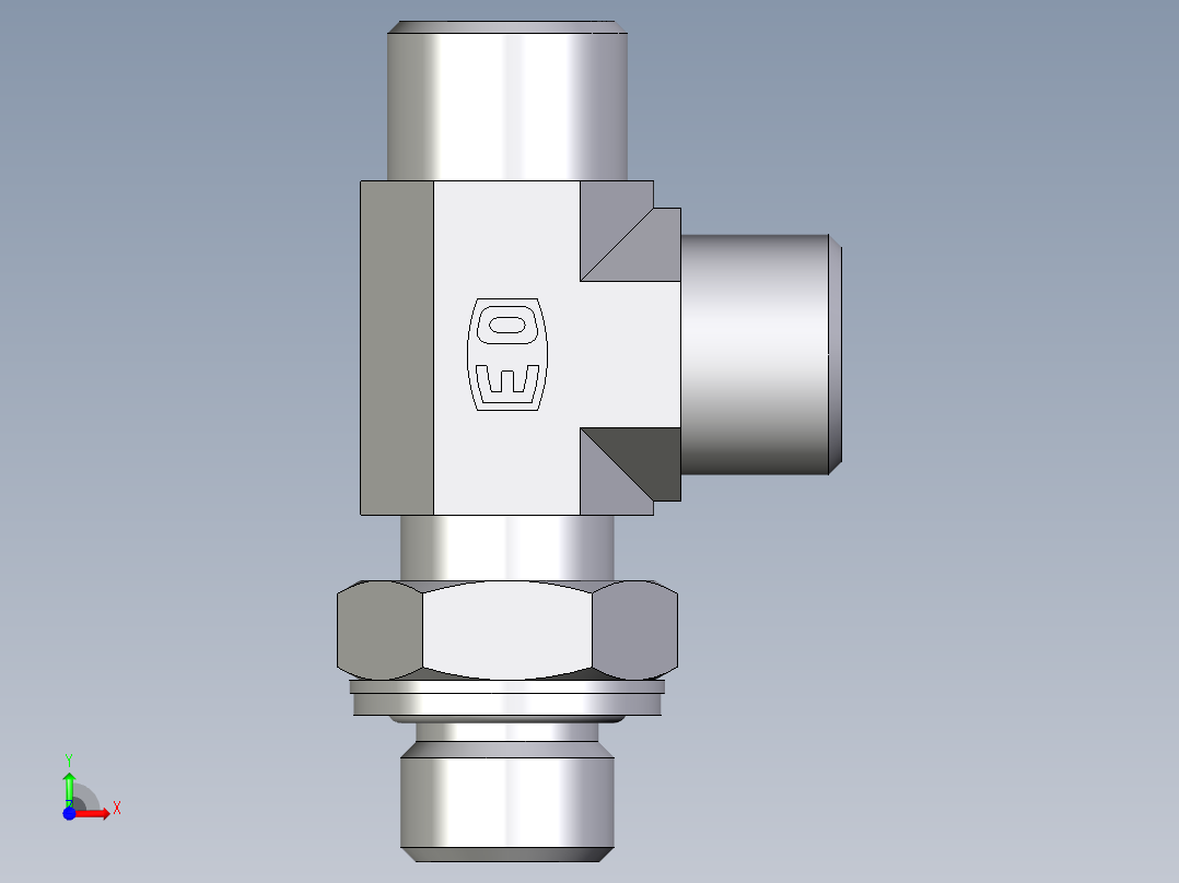 卡套式工业通用硬管接头EO_Adjustable_locknut_run_tee_LEE10SMOMDCF前视图