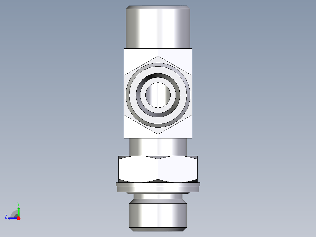 卡套式工业通用硬管接头EO_Adjustable_locknut_run_tee_LEE10SMOMDCF右视图
