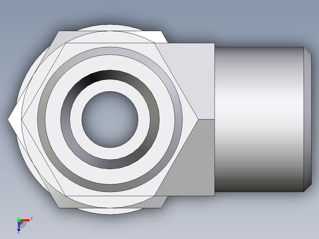 卡套式工业通用硬管接头EO_Adjustable_locknut_run_tee_LEE10SMOMDCF俯视图