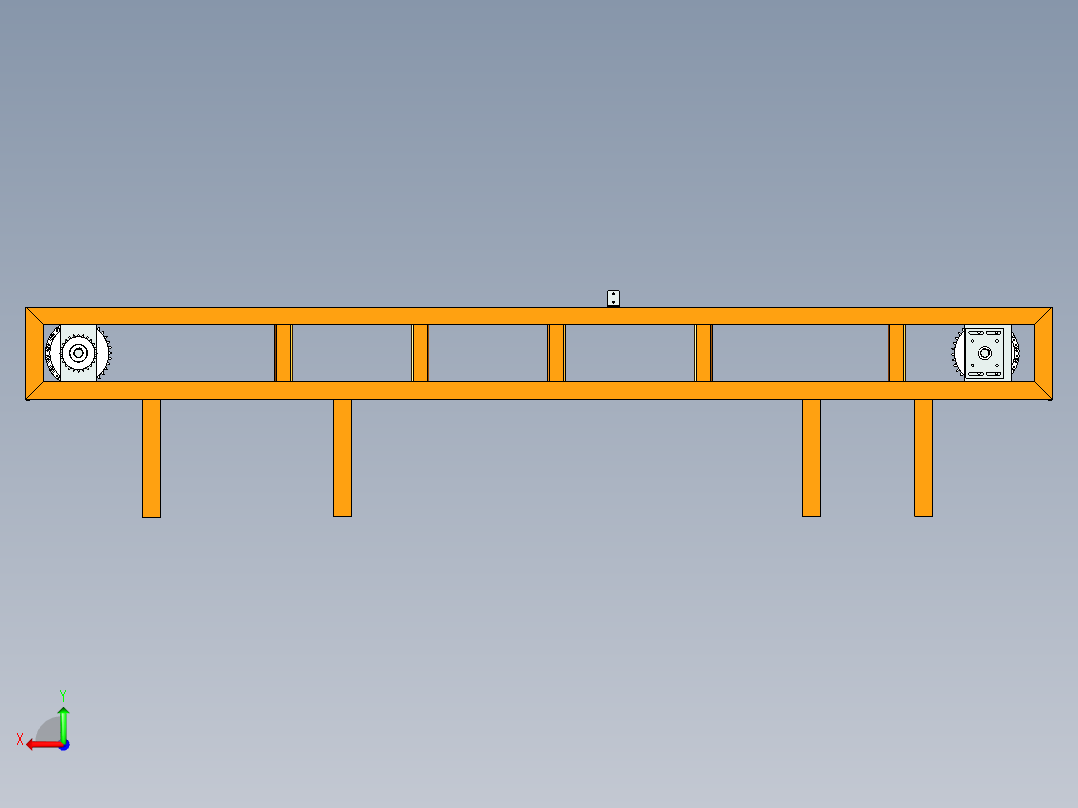 1出3机架产品输送链后视图