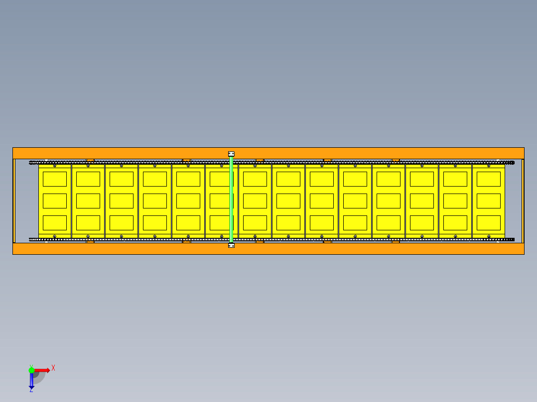 1出3机架产品输送链俯视图