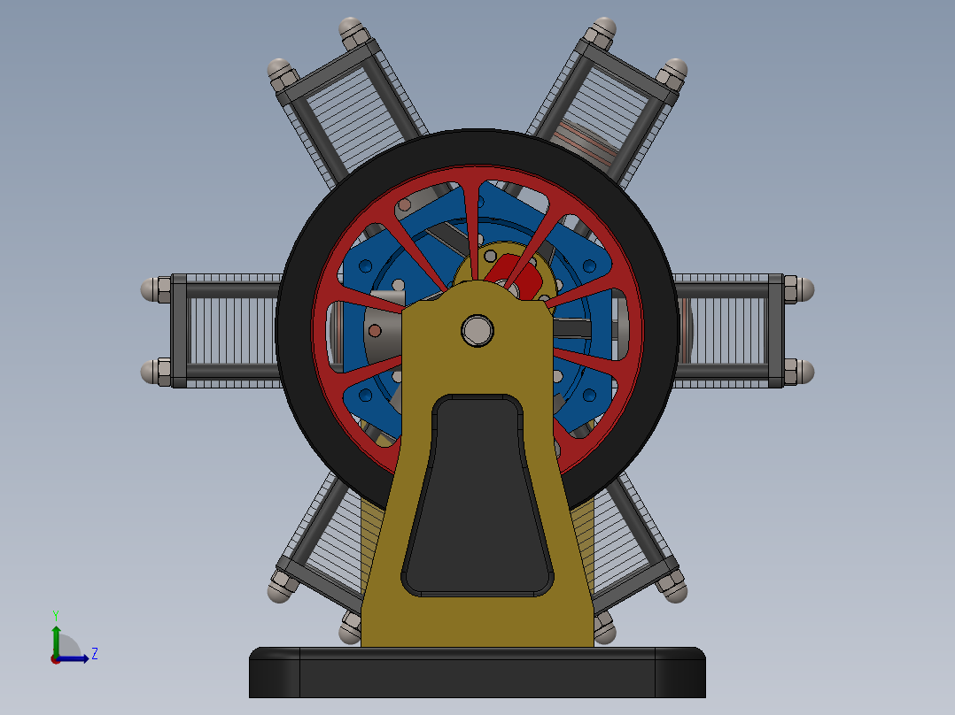 星形发动机左视图
