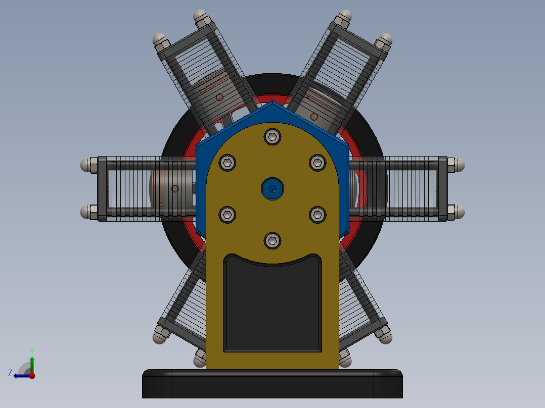 星形发动机右视图