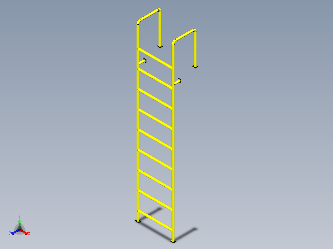 1英寸阶梯管(外径34 x1.5毫米)正等轴测图