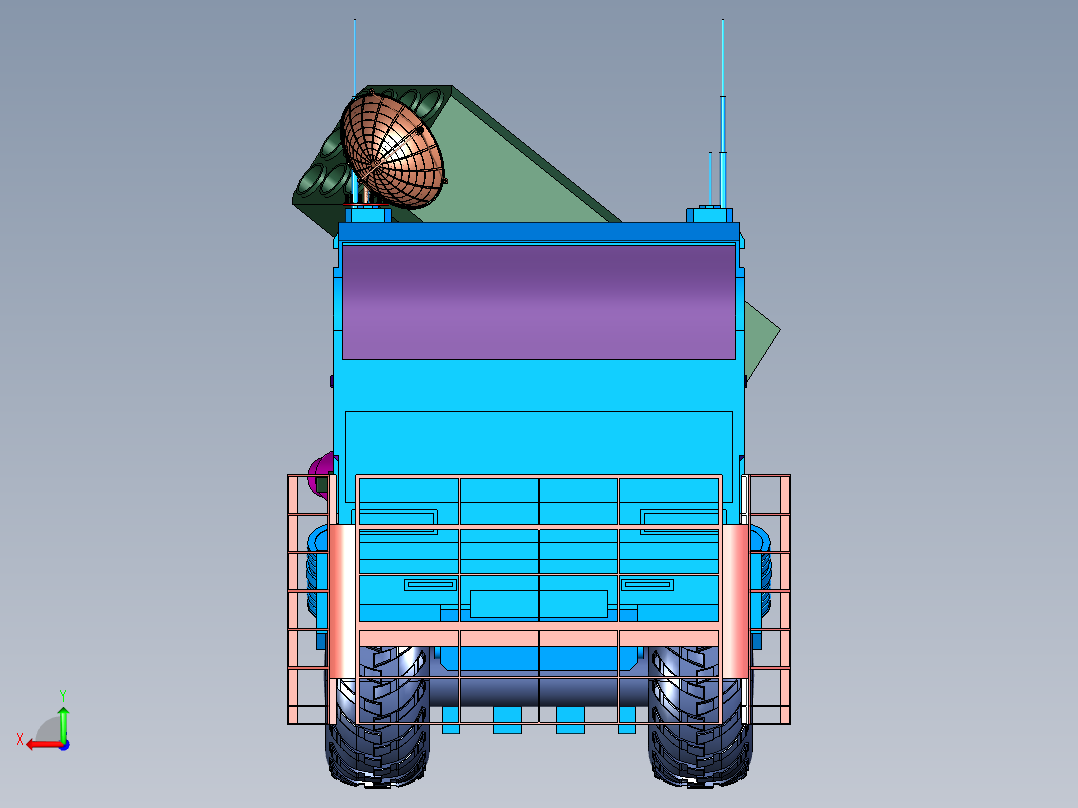爆轰无声发射载人火箭车后视图