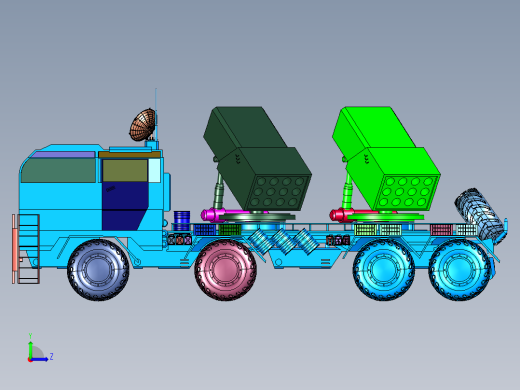 爆轰无声发射载人火箭车左视缩略图