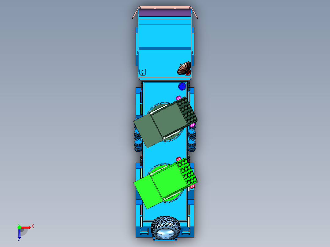爆轰无声发射载人火箭车俯视图