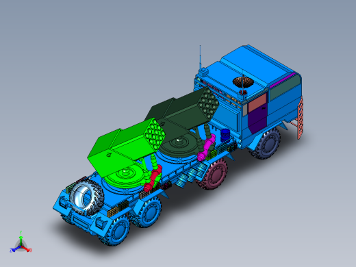 爆轰无声发射载人火箭车正等轴测缩略图