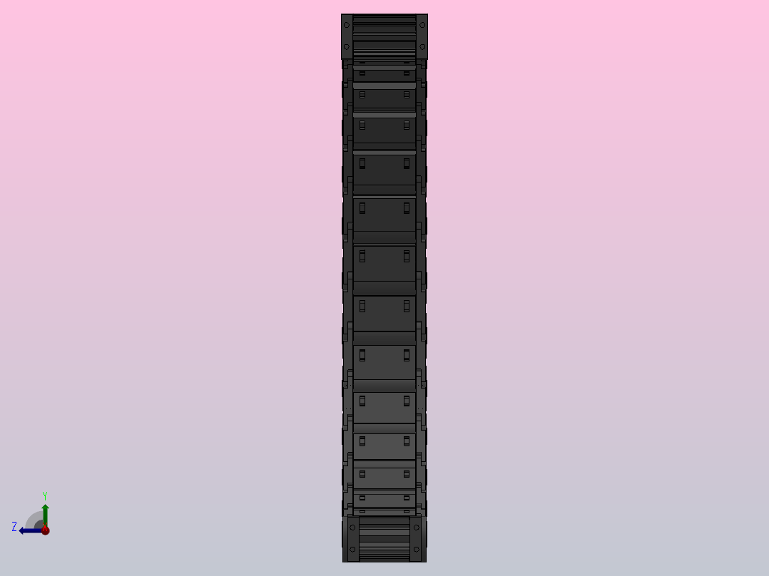弯曲半径300内高35两侧打开型封闭式拖链_DMD35CD-35-75-300R-45右视图